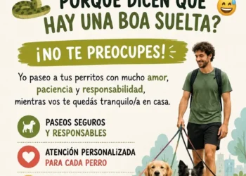 Campaña publicitaria de un paseador de perros inquieta a un barrio porteño por una boa suelta